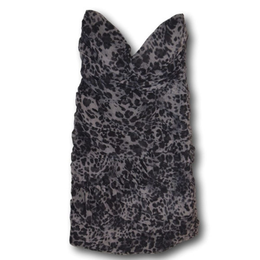 Sweet Color Animal Print Rushed Mini Dress S